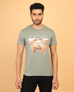 men graphic print regular fit crew-neck t-shirt