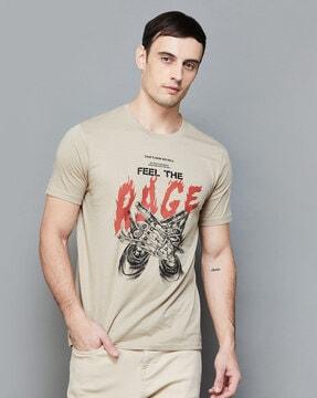 men graphic print regular fit crew-neck t-shirt