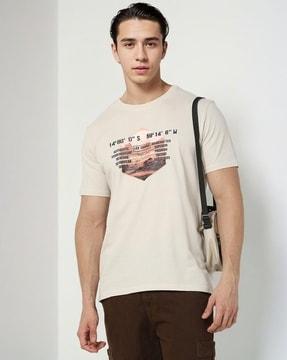 men graphic print regular fit crew-neck t-shirt