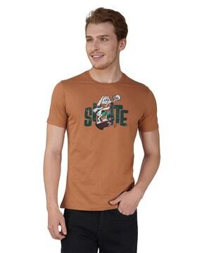 men graphic print regular fit crew-neck t-shirt