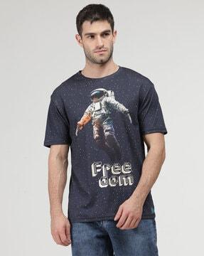 men graphic print regular fit crew-neck t-shirt