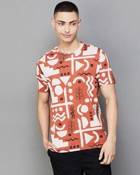 men graphic print regular fit crew-neck t-shirt