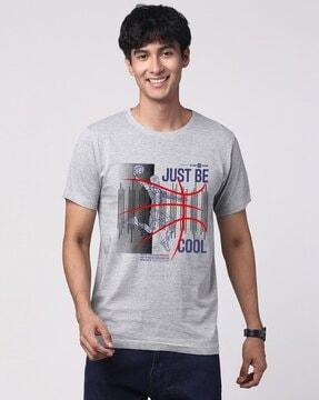 men graphic print regular fit crew-neck t-shirt