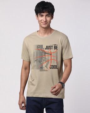 men graphic print regular fit crew-neck t-shirt