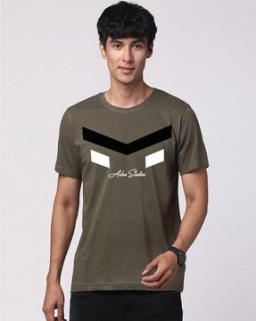 men graphic print regular fit crew-neck t-shirt