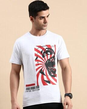 men graphic print regular fit crew-neck t-shirt