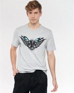 men graphic print regular fit crew-neck t-shirt