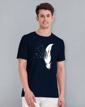 men graphic print regular fit crew-neck t-shirt