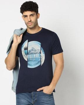 men graphic print regular fit crew-neck t-shirt