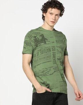 men graphic print regular fit crew-neck t-shirt