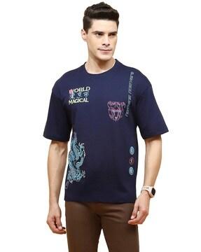 men graphic print regular fit crew-neck t-shirt