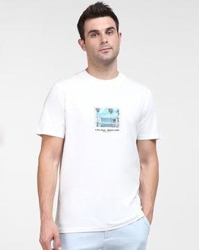 men graphic print regular fit crew-neck t-shirt