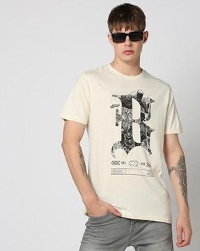 men graphic print regular fit crew-neck t-shirt