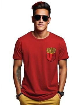 men graphic print regular fit crew-neck t-shirt