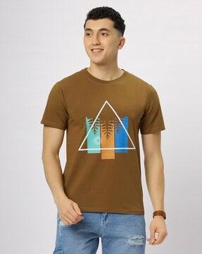 men graphic print regular fit crew-neck t-shirt