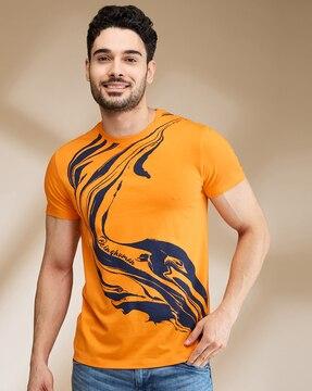 men graphic print regular fit crew-neck t-shirt