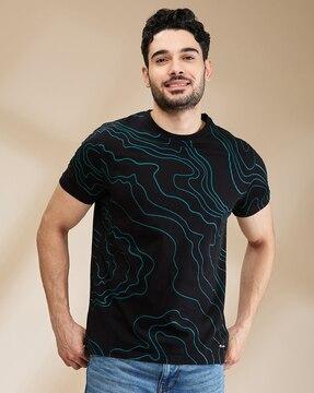 men graphic print regular fit crew-neck t-shirt