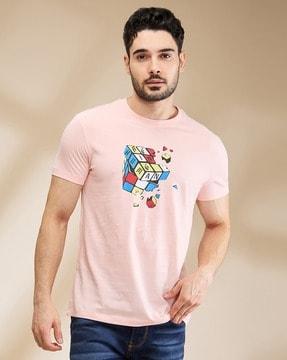 men graphic print regular fit crew-neck t-shirt