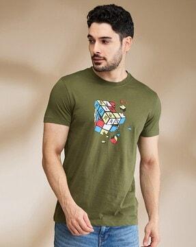 men graphic print regular fit crew-neck t-shirt