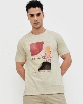 men graphic print regular fit crew-neck t-shirt