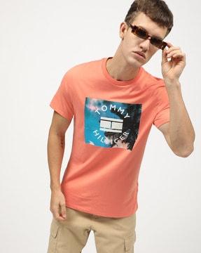 men graphic print regular fit crew-neck t-shirt