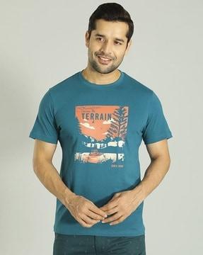 men graphic print regular fit crew-neck t-shirt