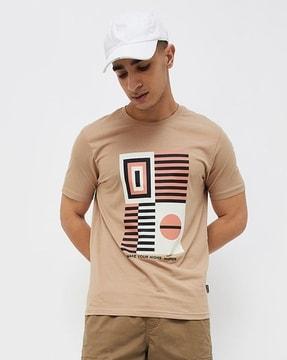 men graphic print regular fit crew-neck t-shirt