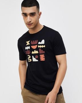 men graphic print regular fit crew-neck t-shirt