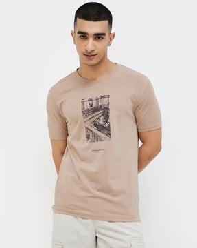 men graphic print regular fit crew-neck t-shirt