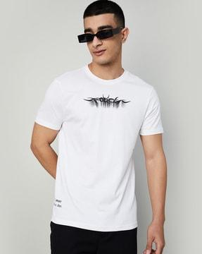 men graphic print regular fit crew-neck t-shirt