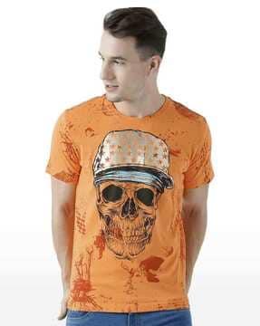 men graphic print regular fit crew-neck t-shirt