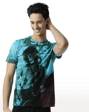 men graphic print regular fit crew-neck t-shirt