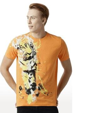 men graphic print regular fit crew-neck t-shirt