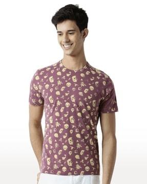 men graphic print regular fit crew-neck t-shirt