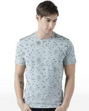 men graphic print regular fit crew-neck t-shirt