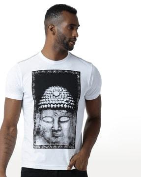 men graphic print regular fit crew-neck t-shirt