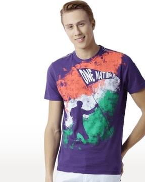 men graphic print regular fit crew-neck t-shirt