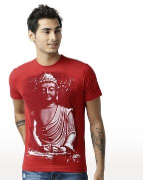 men graphic print regular fit crew-neck t-shirt