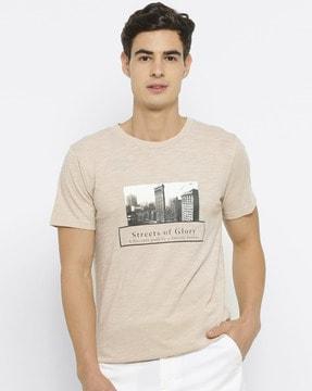 men graphic print regular fit crew-neck t-shirt