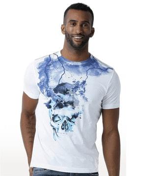 men graphic print regular fit crew-neck t-shirt