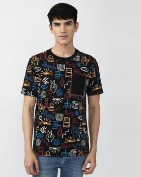 men graphic print regular fit crew-neck t-shirt