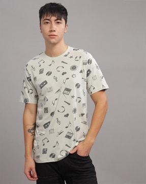 men graphic print regular fit crew-neck t-shirt