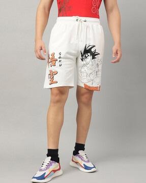 men graphic print regular fit flat-front shorts