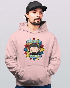 men graphic print regular fit hoodie
