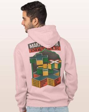 men graphic print regular fit hoodie