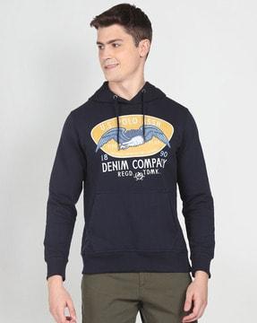 men graphic print regular fit hoodie