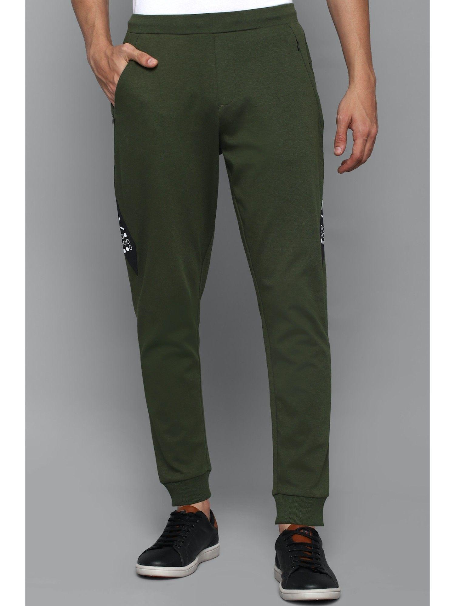 men graphic print regular fit olive jogger pants