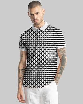 men graphic print regular fit polo t-shirt