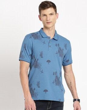 men graphic print regular fit polo t-shirt