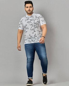 men graphic print regular fit polo t-shirt